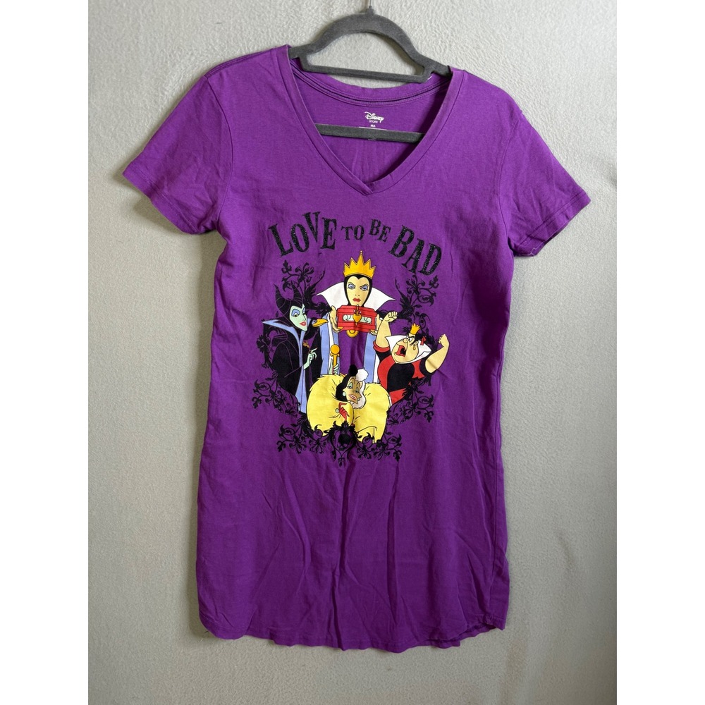 Disney Store Top Women's Medium Love To Be Bad Purple Graphic Tee Long